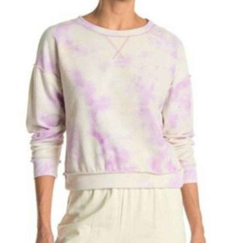 New Kirious Crew Neck Tie Dye Oversize Sweatshirt Sweater Small Women Purple